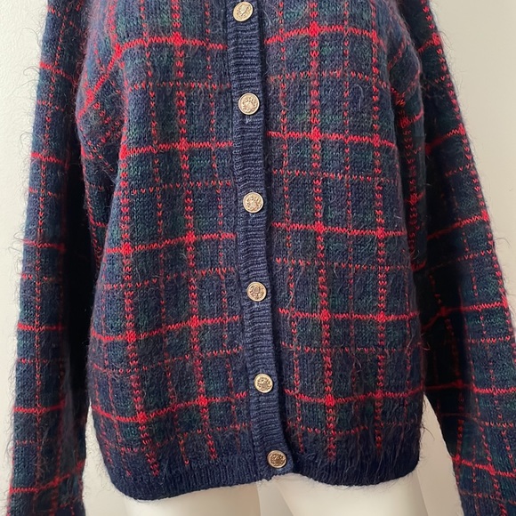 Vintage Equorian Heritage Navy & Red Knit Cardigan Sz Md - Picture 5 of 12